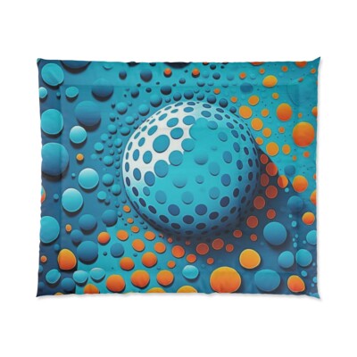 King Size Comforter Psychedelic Polka Dots Colorful Fun Retro Funky Home Decor-image