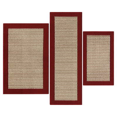 Mainstays Machine Washable Faux Sisal Red Border Indoor Accent Rug Set-image