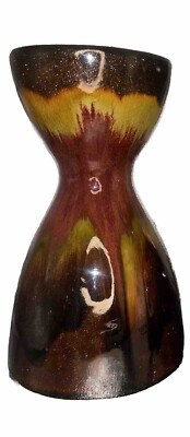 Pier 1 Imports Pillar Candle Holder Glaze Hourglass shape Ceramic 1 Piece.-image