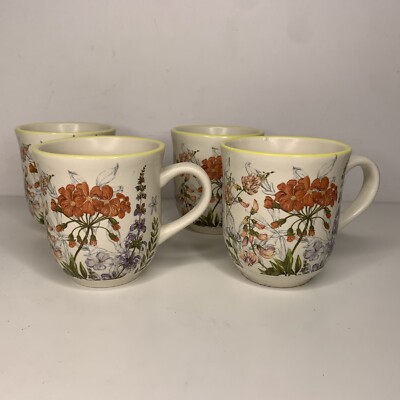 Set of 4 Pier 1 Imports Wildflower Mugs FREE SHIP-image