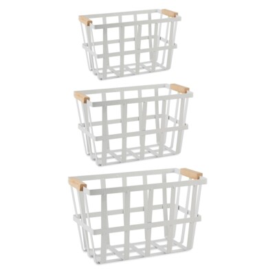 Design Imports Z02436 DII Assorted Urban Modern Metal Basket, Set of 3 - White-image