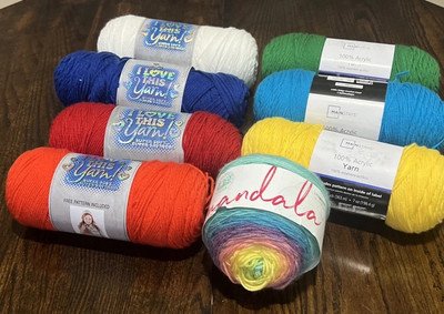 Lot of Yarn 4 “i Love This Yarn” 3 “Mainstays” 1 Lion Mandala Nifflers See Notes-image
