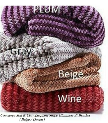 Concierge Soft & Cozy Plush Jacquard Stripe Glimmersoft Brown / Beige ( Q )-image