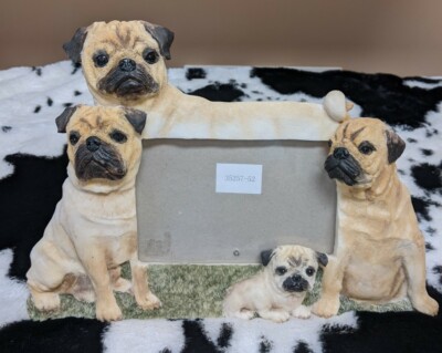 Pug Dog Family Photo Frame Holds 4