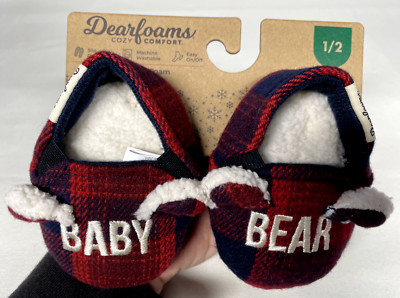 DEARFOAMS Baby Bear Infant Slippers, Size: 1/2, Cozy Comfort Memory Foam-image