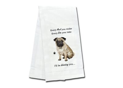 E&S Imports Pug Kitchen Towel - Soft Highly Absorbent - Pug Gifts - Dish Towe...-image