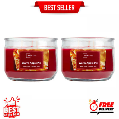 Mainstays 11.5 Ounce Warm Apple Pie 3-Wick Glass Jar Candle ( Pack of 2 )-image