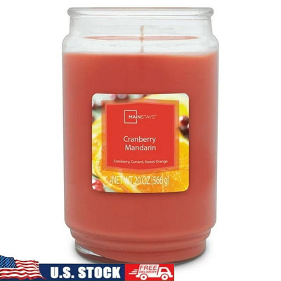 Cranberry Mandarin Scented Large Glass Jar Candle Single Wick 100 Hour Burn New-image