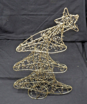 Vintage Handmade Gold Wire Wind Swept Christmas w/Star Figurine 16