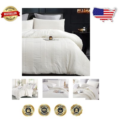 Cozy 3PC White Boho Comforter Set - Soft Tufted Bedding for All Seasons-image