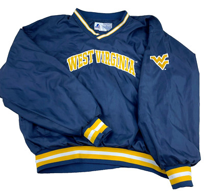 Vintage WVU Mountaineers Jacket Men Large Pullover Windbreaker Lined Y2K Wind-image