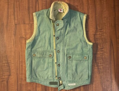 Vintage 90’s OatSport Green Tan Cotton Hunting Zip Button Denim Vest Men’s M-image