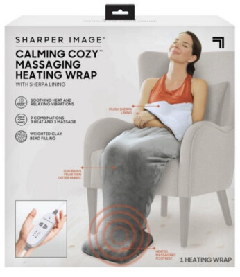 Sharper Image Calming Cozy Massaging Heating Pad - Gray-image
