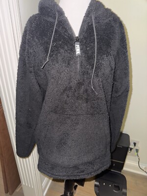 Victorias Secret Pink Size Small Fuzzy Cozy Fleece Black Top Size Small-image