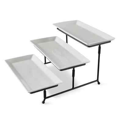Better Homes & Gardens White Porcelain 3 Tiered Serve Set-image