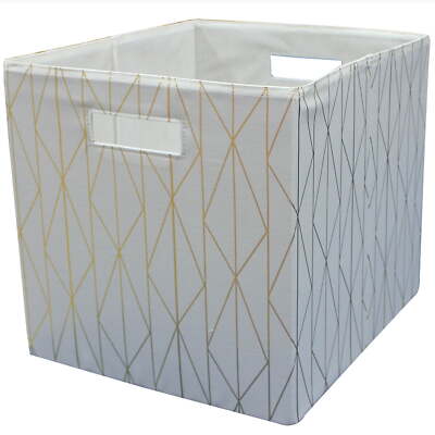 Better Homes & Gardens Collapsible Fabric Cube Storage Bin, Gold & Ivory-image