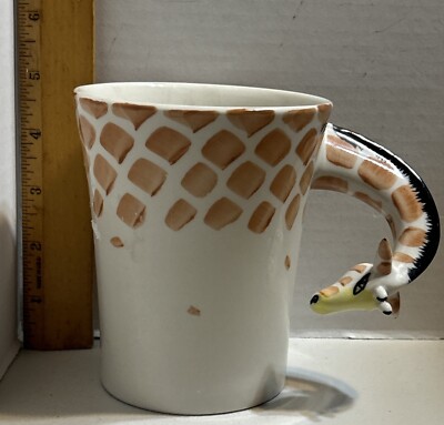 PIER ONE 1 Imports Large Hand Painted Giraffe Head 3D Neck Coffee Mug Tea Cup(R)-image