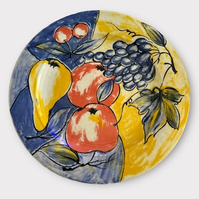 (5) Pier 1 Imports Handpainted Majolica Ceramic Desert Plates Fruit Italy 8.25”-image