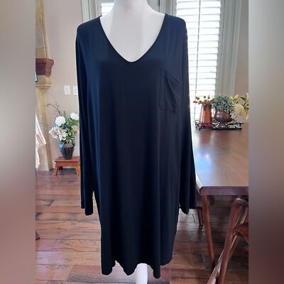 SOMA COOL NIGHTS Long-Sleeve Sleepshirt, Black Strechy Comfy XXL Loungewear Soft-image