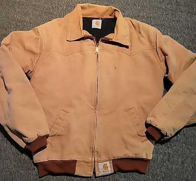 Vintage 90s Carhartt Adult SZ SMALL Santa Fe Jacket Chore Coat Flannel Lined -image