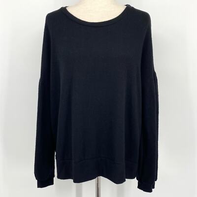 NWT EVERLEIGH Black Soft and Cozy Balloon Sleeve Sweater Size Large Casual-image