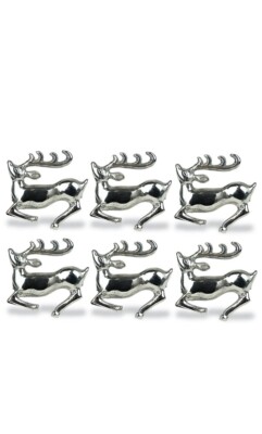 Design Imports Silver Stag Napkin Ring Set (Set of 5) Silver-image