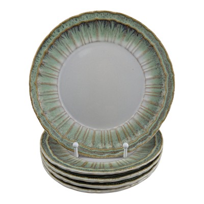 Pier 1 Imports SEASIDE Salad Plates 8.5 inch- Stoneware -Green - Set of 5-image