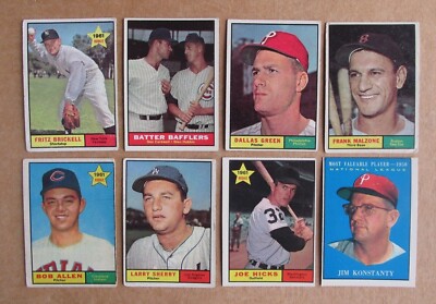 1961 TOPPS BASEBALL CARD SINGLES #271-553 COMPLETE YOUR SET U-PICK UPDATED 5/27-image