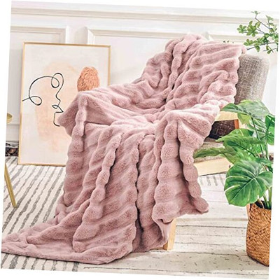  Faux Fur Throw Blanket Pink, Luxury Soft Decorative Cozy Plush Long Shaggy -image