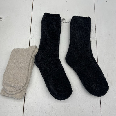 3 Pack Black And Cream Cozy Fuzzy Socks Women's Size OS-image