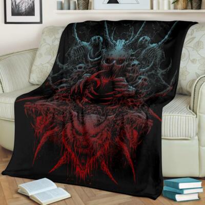 Skull Demon Wolf Blanket Color Version-image