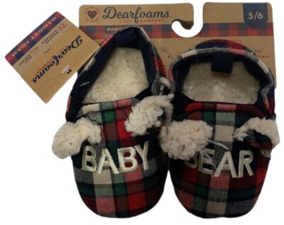 Dearfoams Cozy Comfort Memory Foam Infant Slippers BABY BEAR Size 5/6 NEW-image
