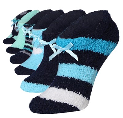 Women's 6-Pairs Cozy Microfiber Anti-Skid Soft Geometric Striped Pattern Colo...-image