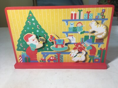 Vintage NIB Wind Up Moving Santa Claus Work Shop/ Plays “Toyland” Musical Toy-image