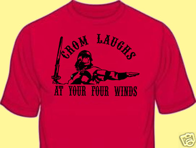 T-Shirt, Vintage Classic Motion Picture, Red, Conan, Crom Laughs at 4 Winds -image