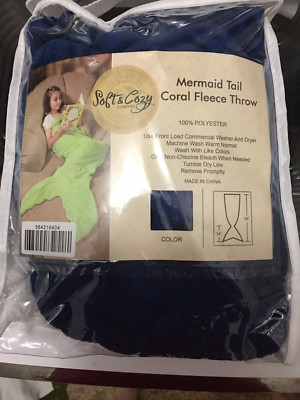 Soft & Cozy Mermaid Throw Blanket - Royal Blue - NWT!-image