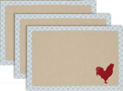 SET OF 3 SAME FABRIC PRINTED KITCHEN PLACEMATS,13x19