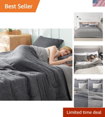 Cozy Dark Grey Queen Comforter Set - Hypoallergenic Soft Bedding for All Seasons-image
