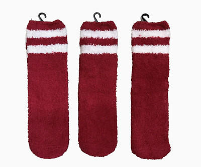 Women's Super Soft Winter Cozy Fuzzy Crew Slipper Socks Red Size 5-9   5812-image