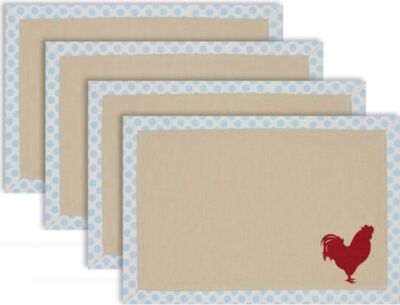 SET OF 4 SAME FABRIC PRINTED KITCHEN PLACEMATS,13x19