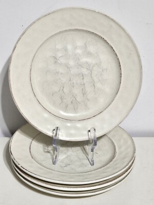 Set Of 4 Pier 1 MARTILLO CREME BRULEE Stoneware Salad Plates 8 1/2