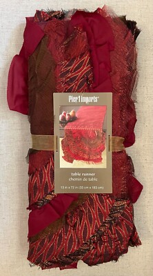 Pier 1 Imports Table Runner Burgundy with Ruffles 13 x 72-image