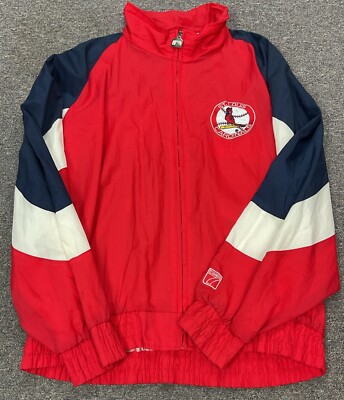 EUC! Vintage St. Louis Cardinals Logo 7 Windbreaker Zip Jacket - Size Mens Large-image