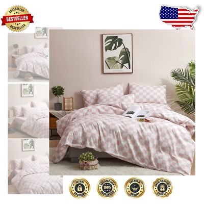 Plush Pink Plaid Twin Comforter & Pillow Covers - Ideal for Kids’ Rooms-image