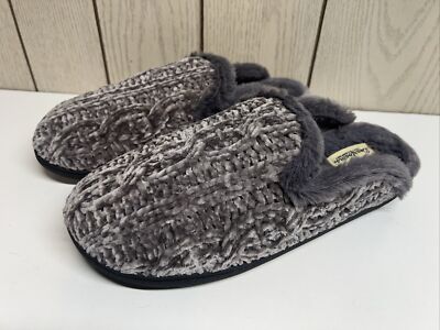 Dearfoams Cozy Comfort Chennile Tab Scuff Knitted Fur Slippers Size 11-12-image