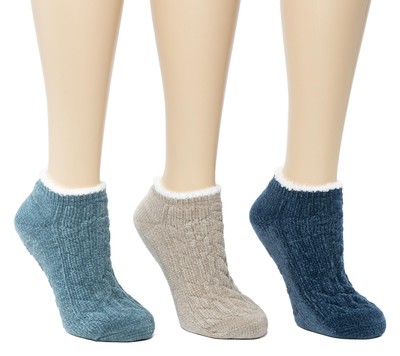 Women Cozy Lined Super Soft 3 Pair Pack Low Cut with Grippers Lounge Socks, G...-image