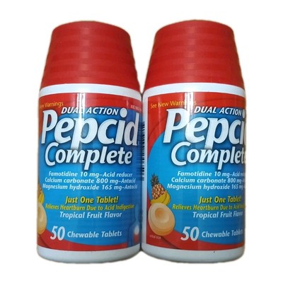 (2x) Pepcid Complete- Tropical Fruit  (50+50=100ct) Chewable Tablets Exp  2027-image