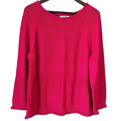 Womens Loose Woven Sweater Beachy Breezy Colorful Comfortable Sz XL Berry Pink-image