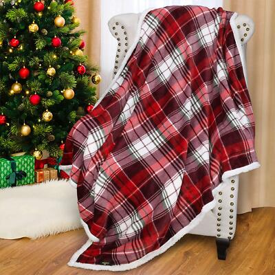 Reversible Sherpa Fleece Throw Blanket 50