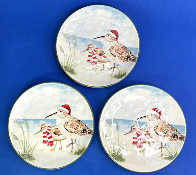 Pier 1 Imports Dolomite Plates Sandpipers On Beach Christmas 8.5